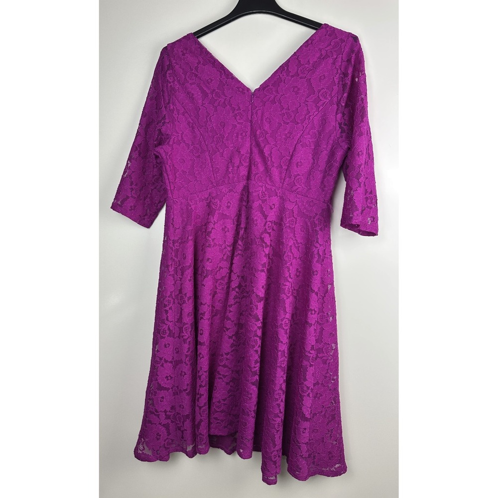 Lane Bryant Floral Lace Fit & Flare Dress A-Line Magenta Overlay Plus Size 18 - Picture 10 of 14